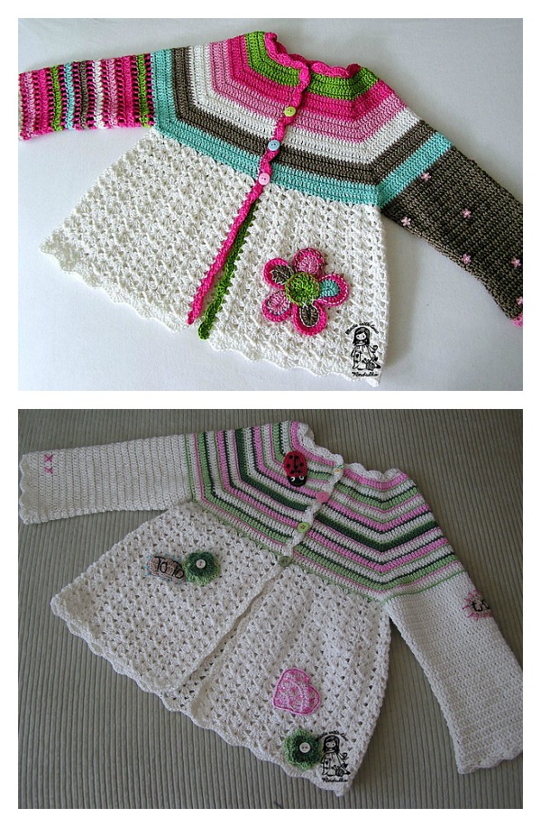 Flower Cardigan Free Crochet Pattern