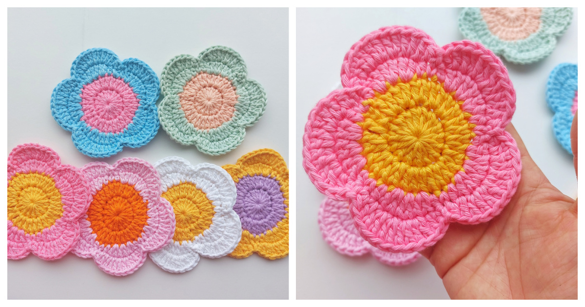 Flower Coasters Free Crochet Pattern and Video Tutorial