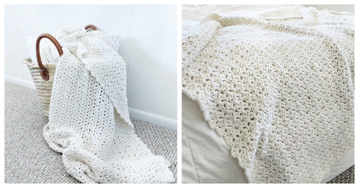 Simple Cozy Cotton Blanket Free Crochet Pattern and Video Tutorial
