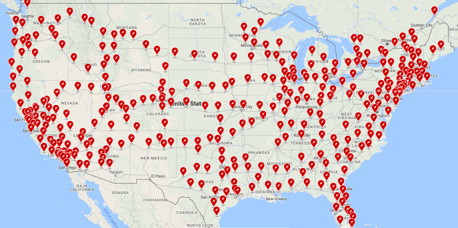 Electric Car Charging Stations Washington State Map United States Map