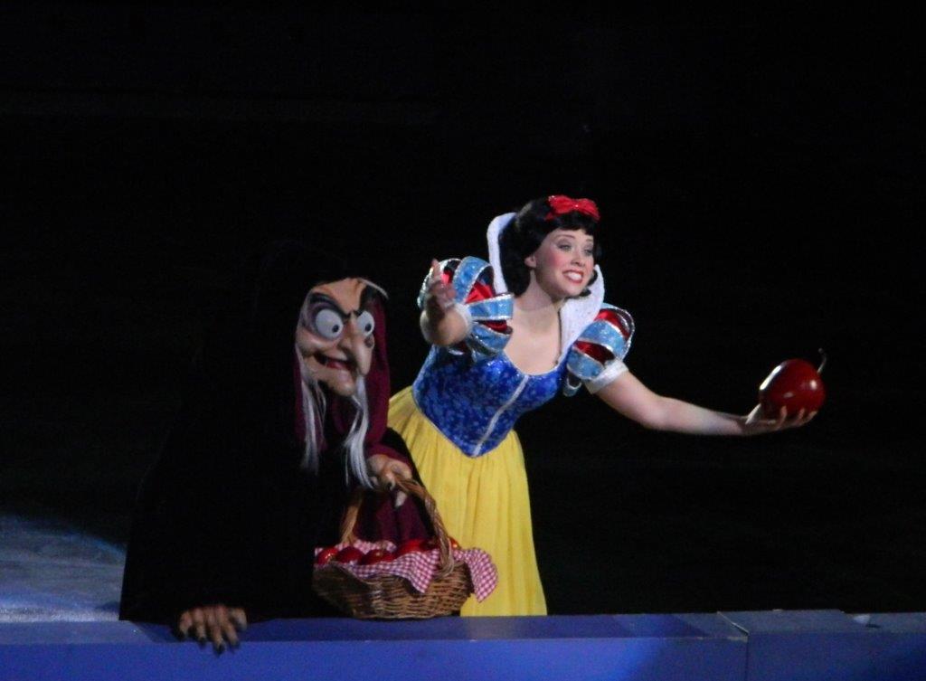 Snow white asks the audience should I eat the apple? Let's go