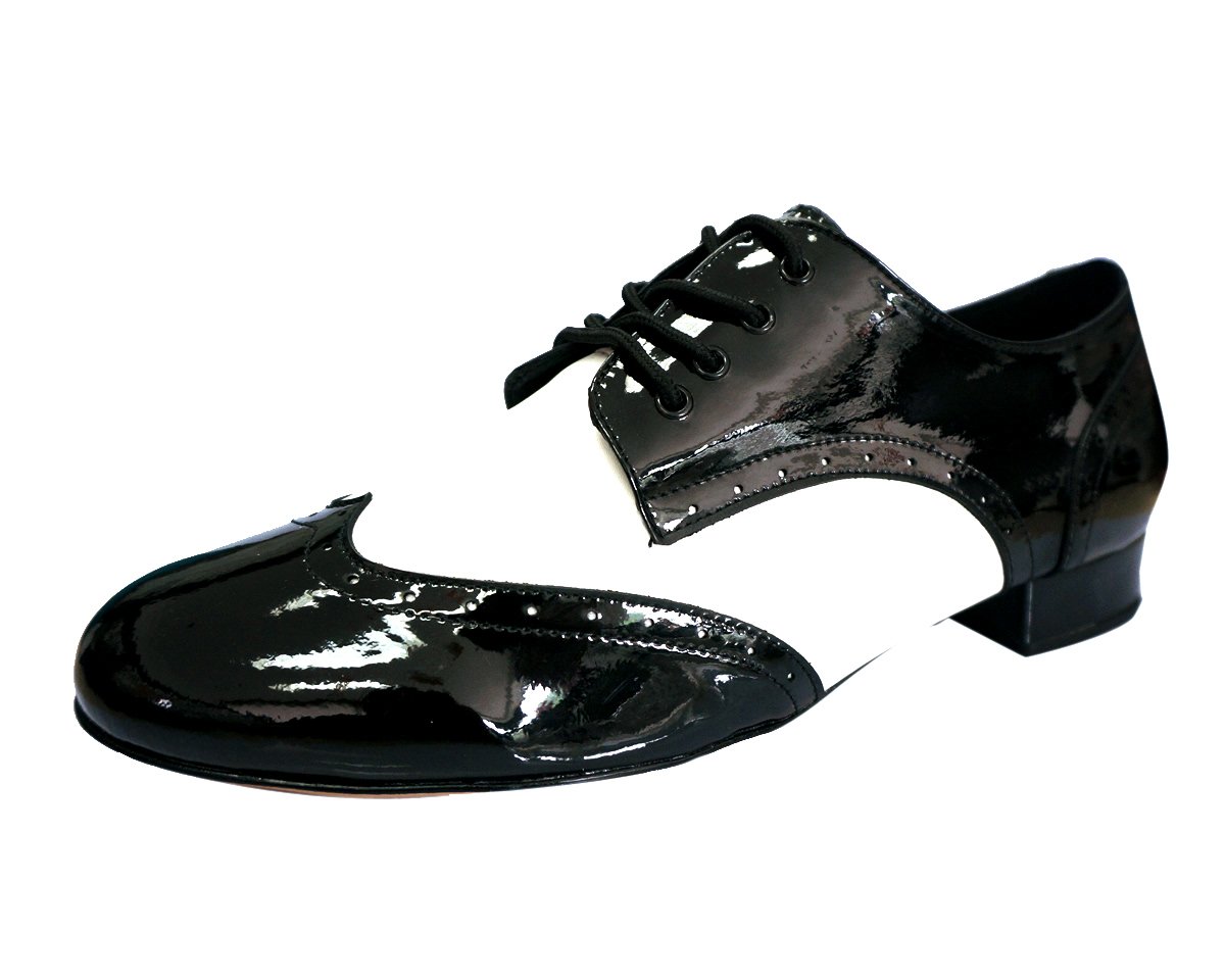7811BW Gentlemen's Black and White Patent Wingtip Leather Lace Up