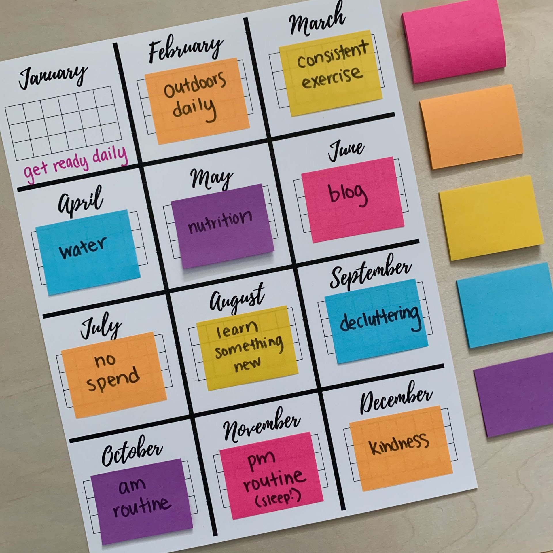 Sticky Note Goal Setting Printables Let's Live and Learn