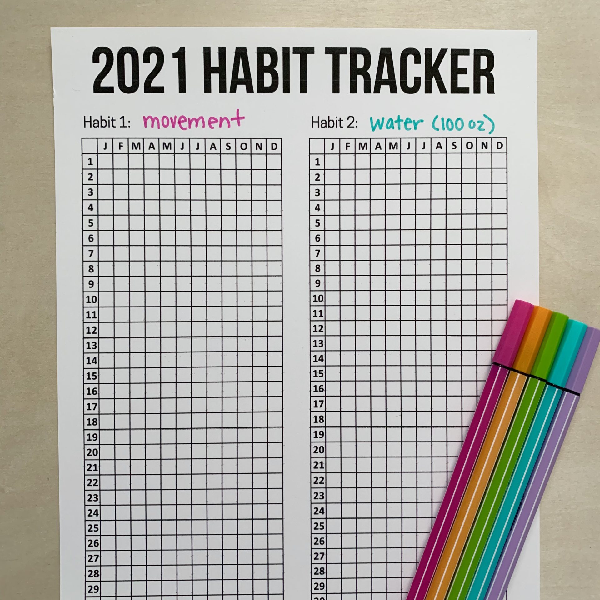 2021 Habit Trackers Let's Live and Learn