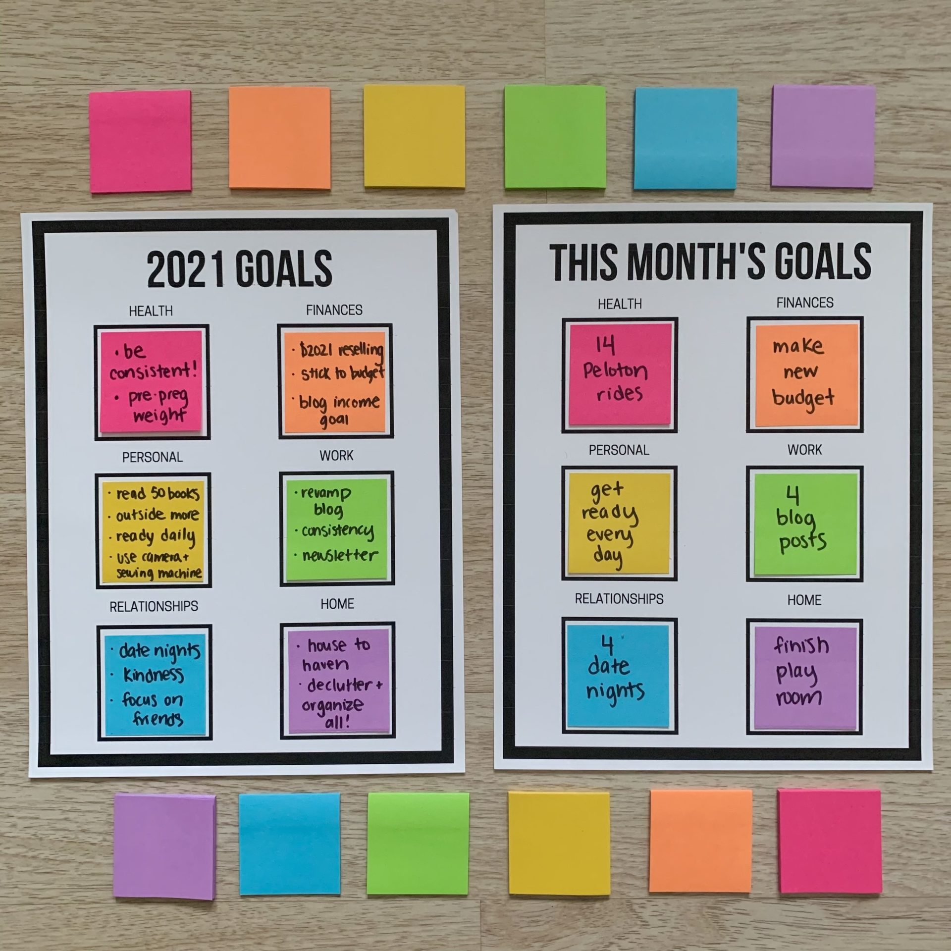 Sticky Note Goal Setting Printables Let's Live and Learn