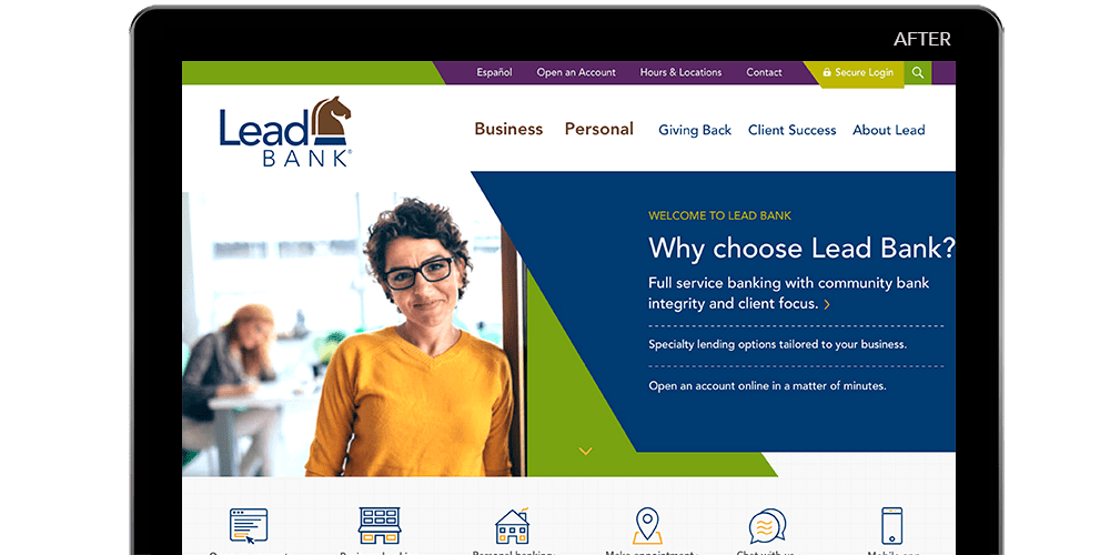 Lead Bank Community Bank in Kansas City site Redesign ZIV
