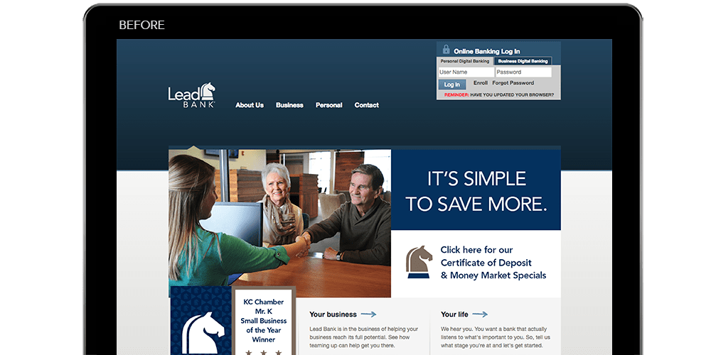 Lead Bank Community Bank in Kansas City site Redesign ZIV