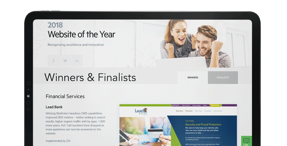 Lead Bank Community Bank in Kansas City site Redesign ZIV