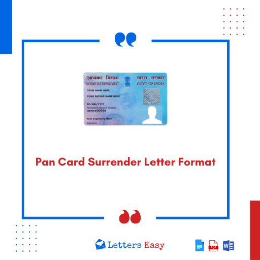 Pan Card Surrender Letter Format How to Write, Tips, 17+ Examples