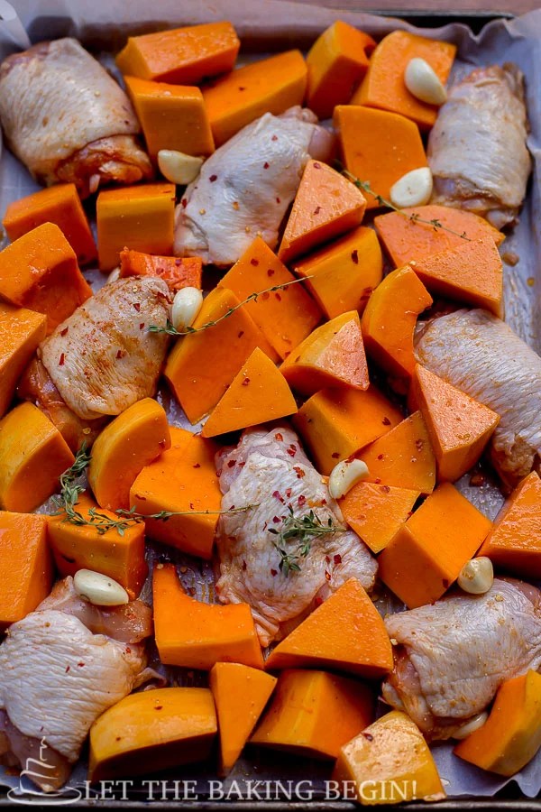 One Pan Chicken and Squash Dinner Let the Baking Begin!