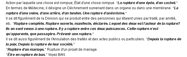 Rupture La définition du terme "Rupture"