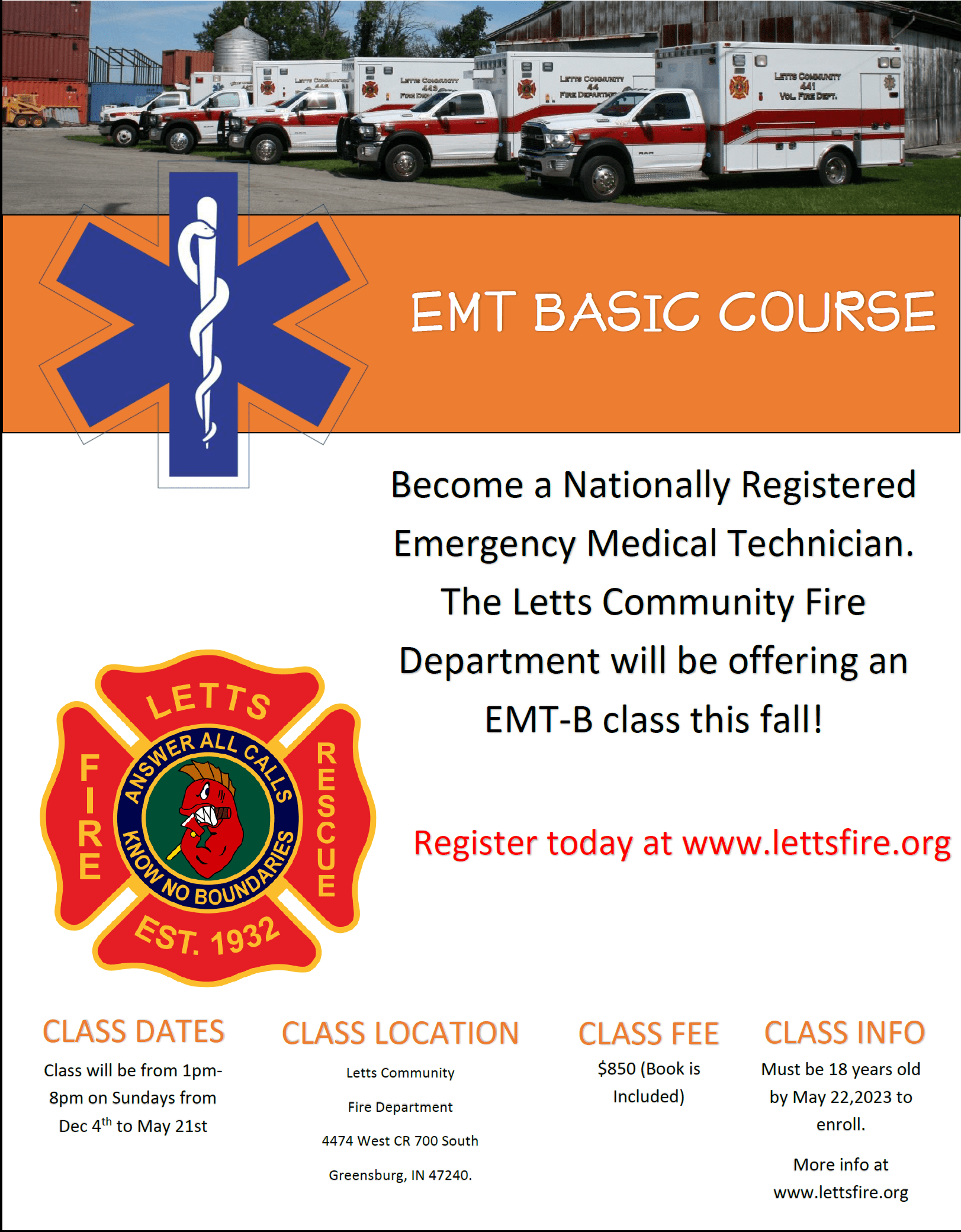 Letts Community Volunteer Fire Department, Inc 4474 West County Road