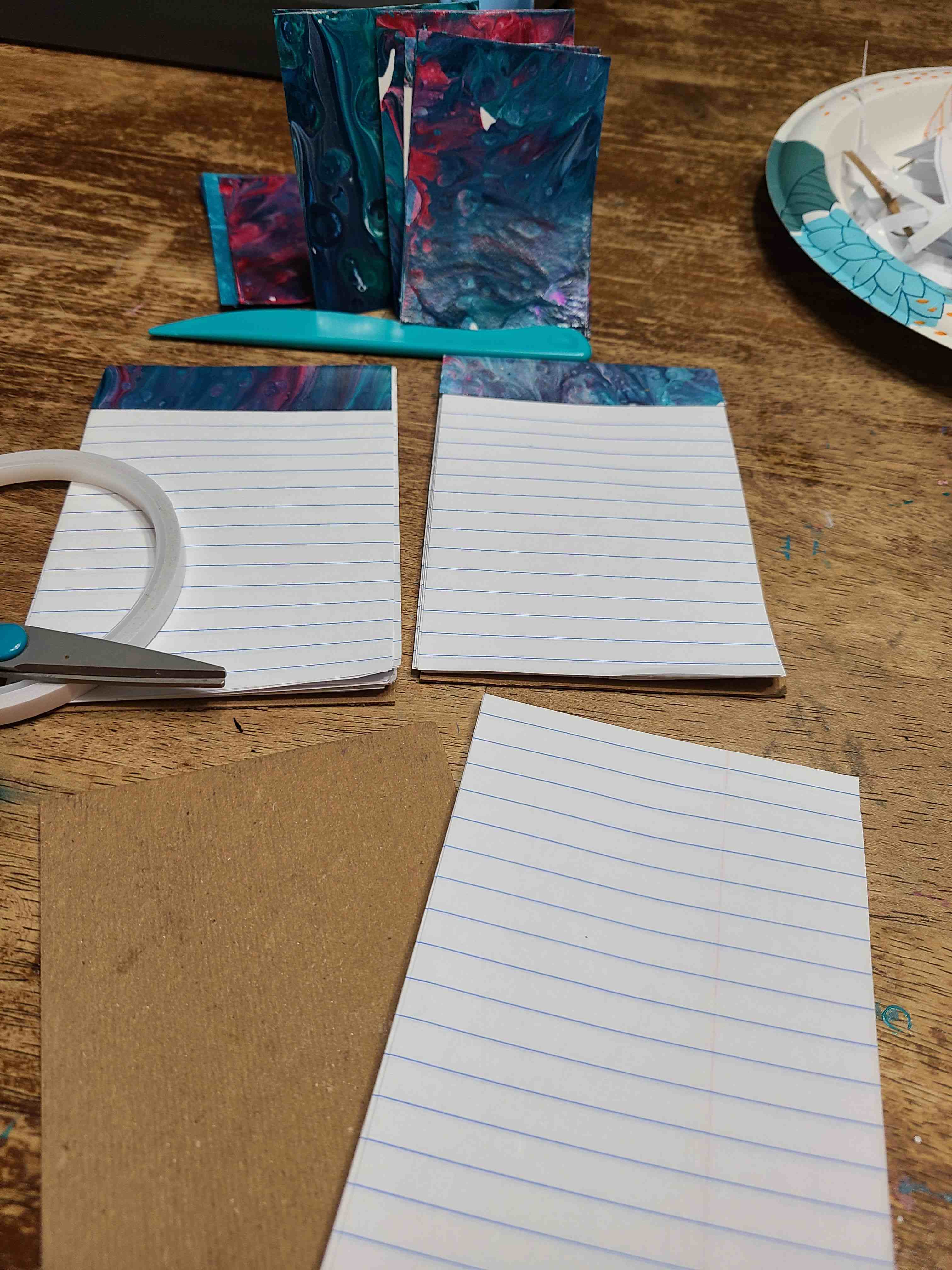 HandCreated Mini Notepads bound with OOAK pour paint atcs! Completed