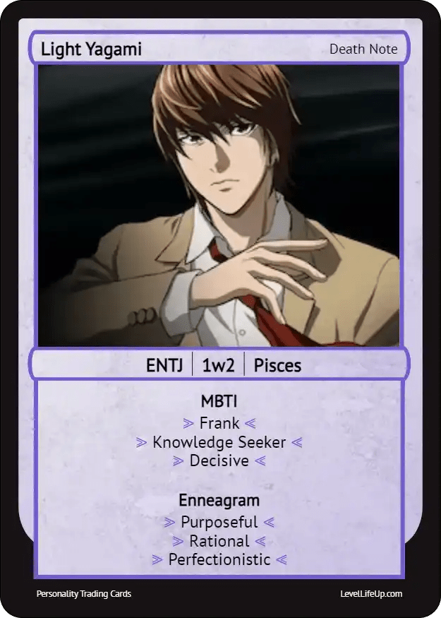 Light Yagami Enneagram & MBTI Personality Type Level Life Up
