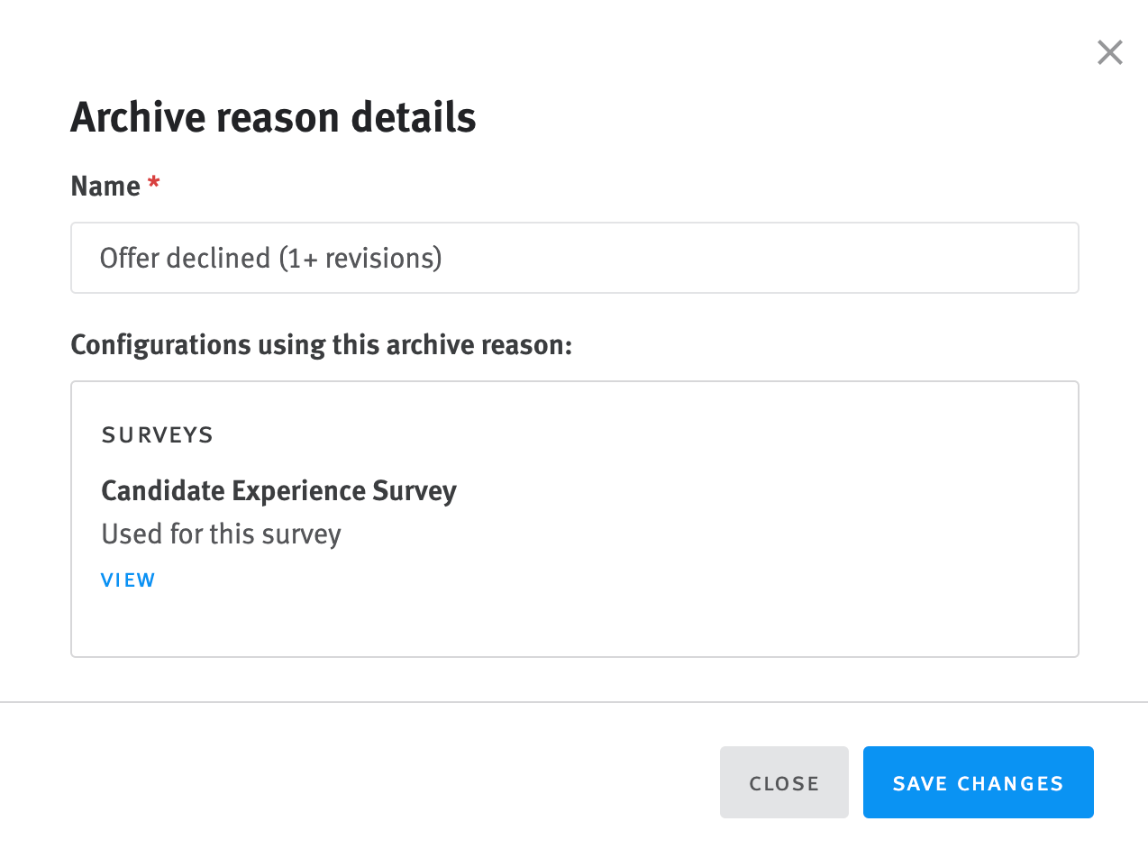 Modifying archive reasons Lever Support
