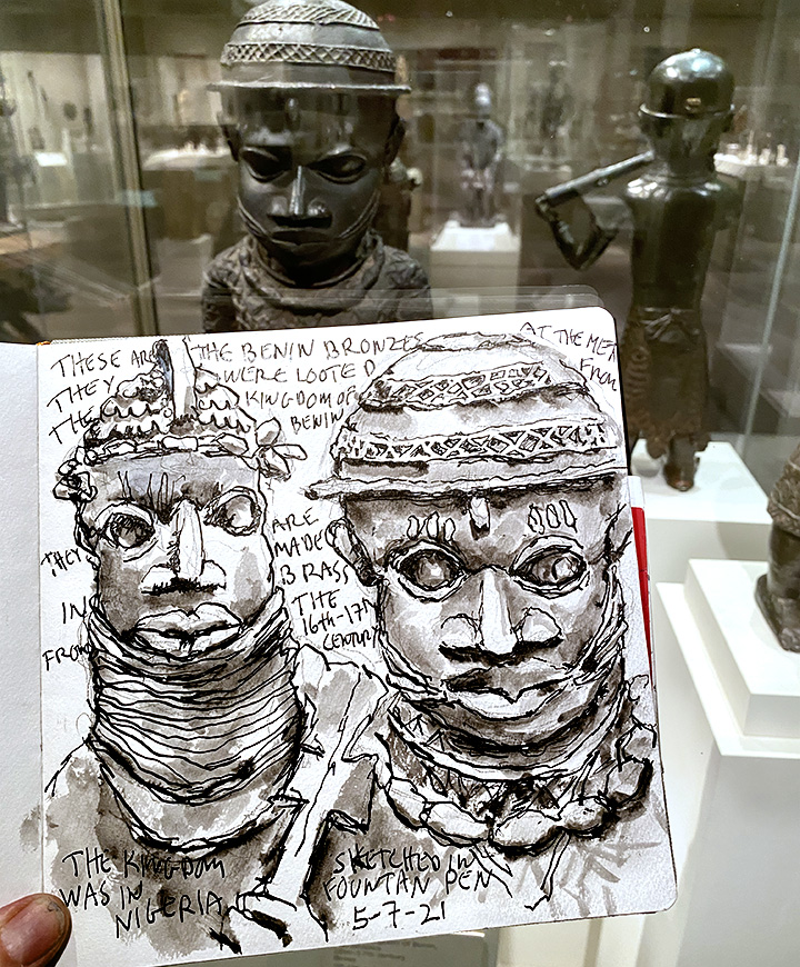 Sketching the Benin Bronzes at the Met LevineArtStudio