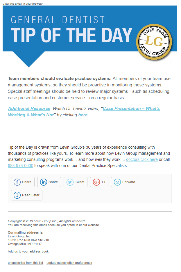 Tip of the Day Levin Group Inc.