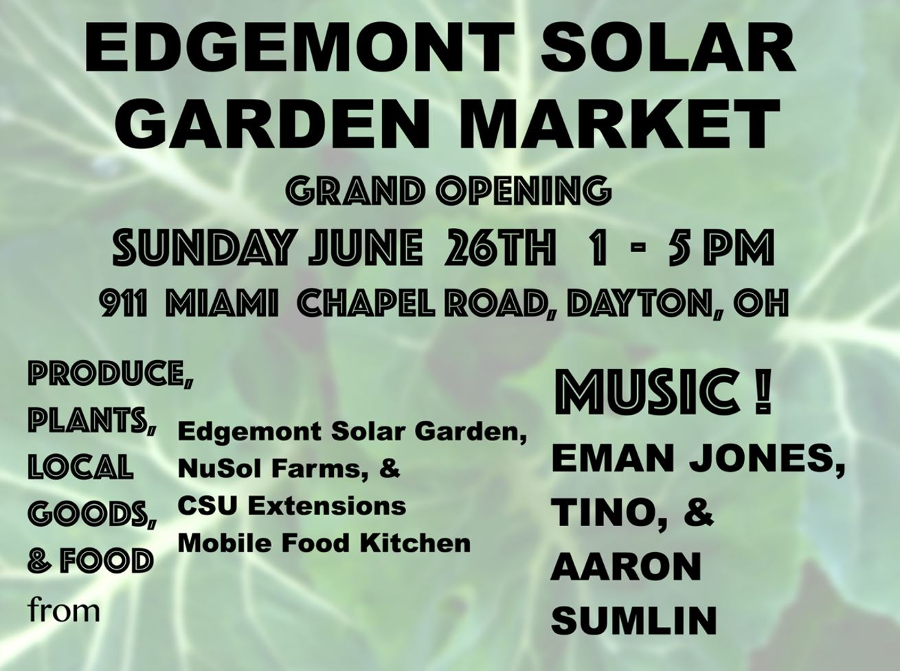 POP UP CONCERT EDGEMONT SOLAR GARDEN MARKET Levitt Pavilion Dayton