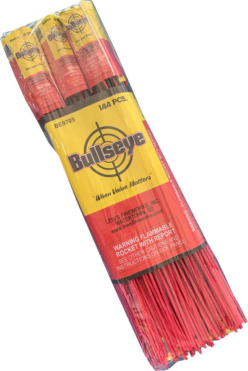 144 bottle rockets per pack with report.