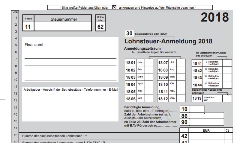 Muster und Werte LohnsteuerAnmeldung 2018 lexblog