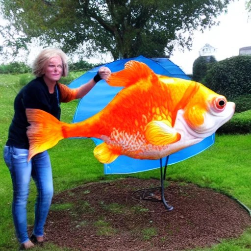Lexica A giant goldfish, outdoors, craigslist photo