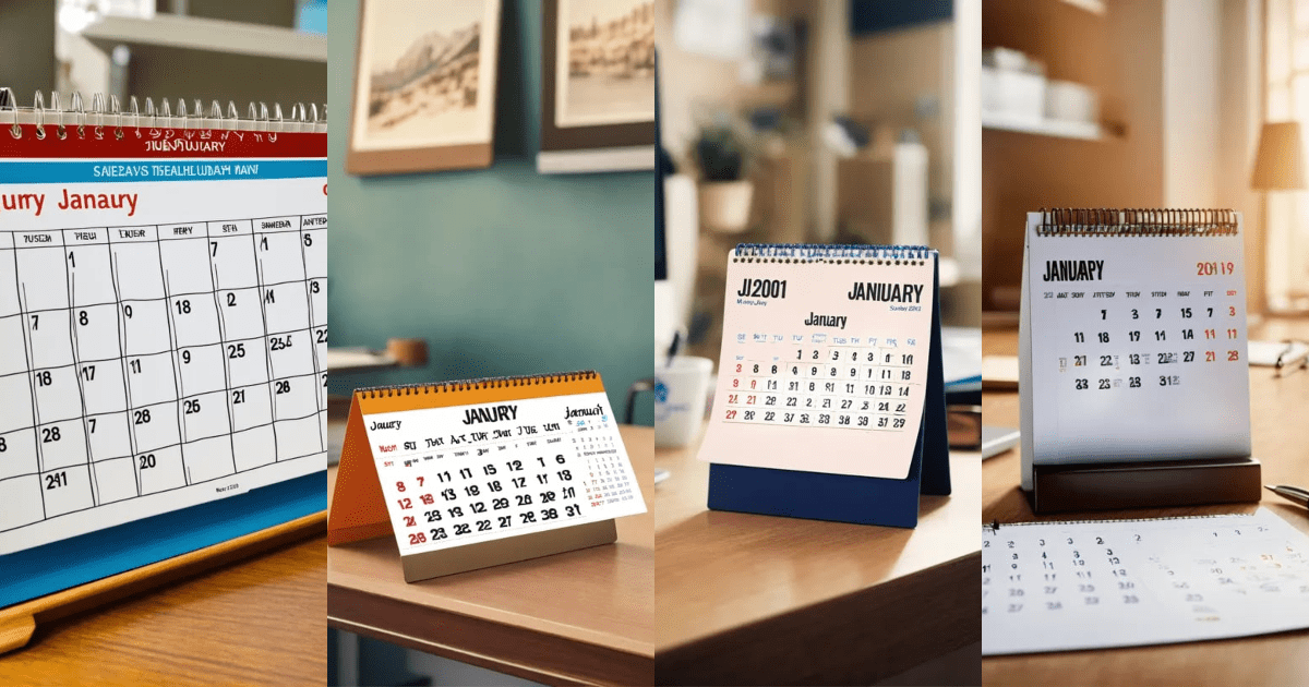 Lexica A photo of a desk calendar. The calendar is open to the month