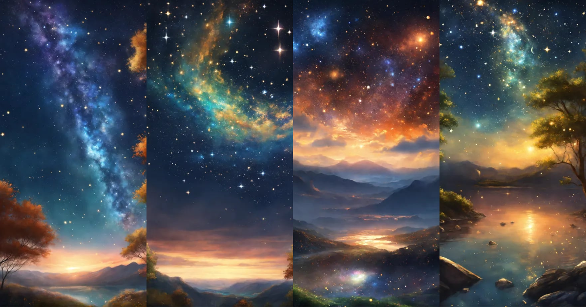 Lexica Realistic drawing, symbolize harmony, starry sky in the universe