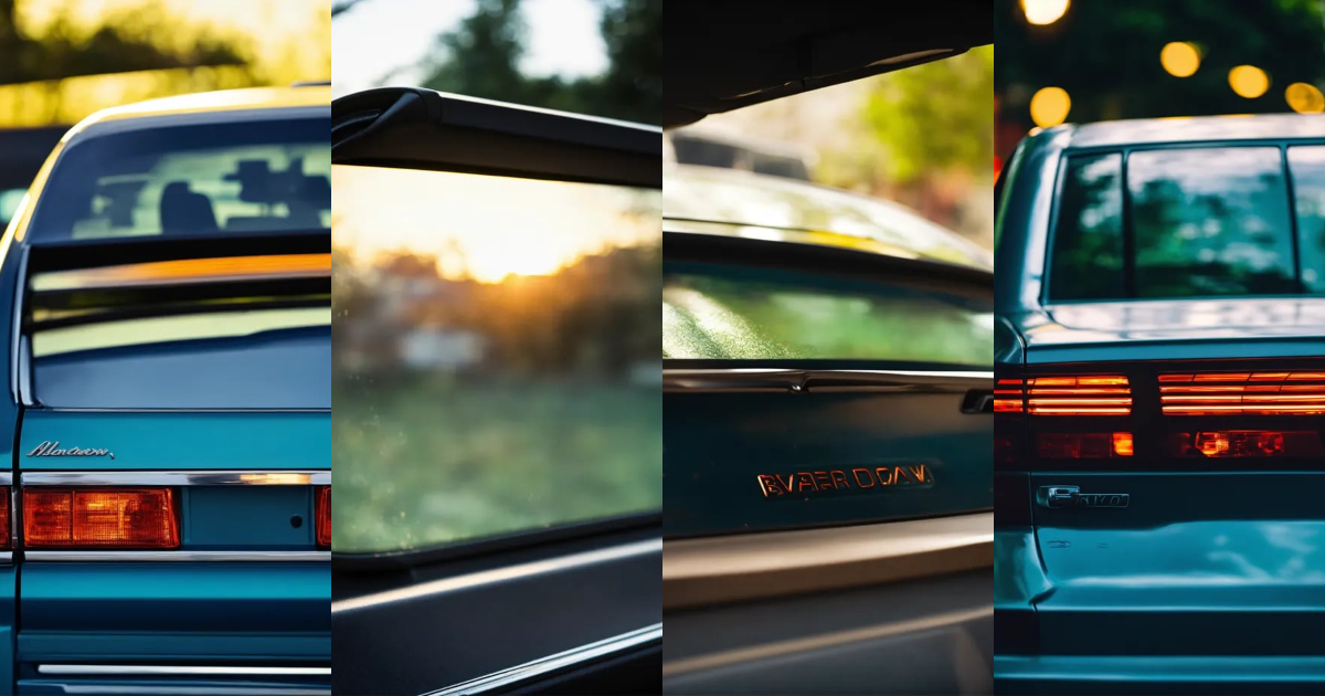 Lexica Back of a car rear window close up