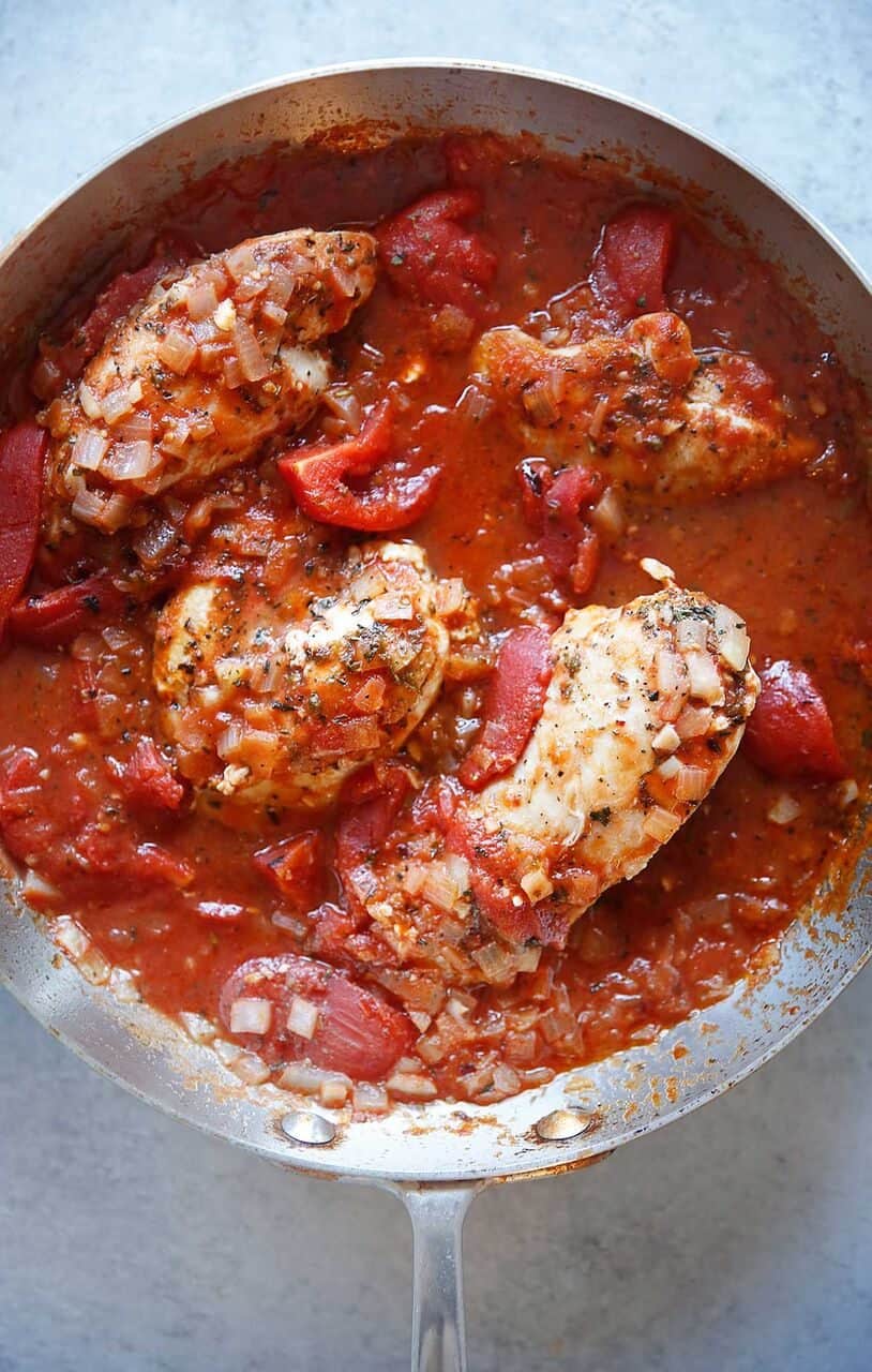 Lexi's Clean Kitchen Quick Spicy Italian Chicken in Tomatoes