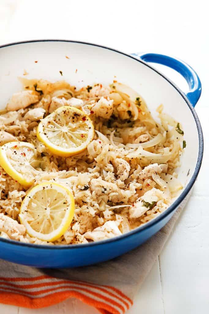 Lemon Garlic Chicken and Rice OnePan Skillet Lexi's Clean Kitchen