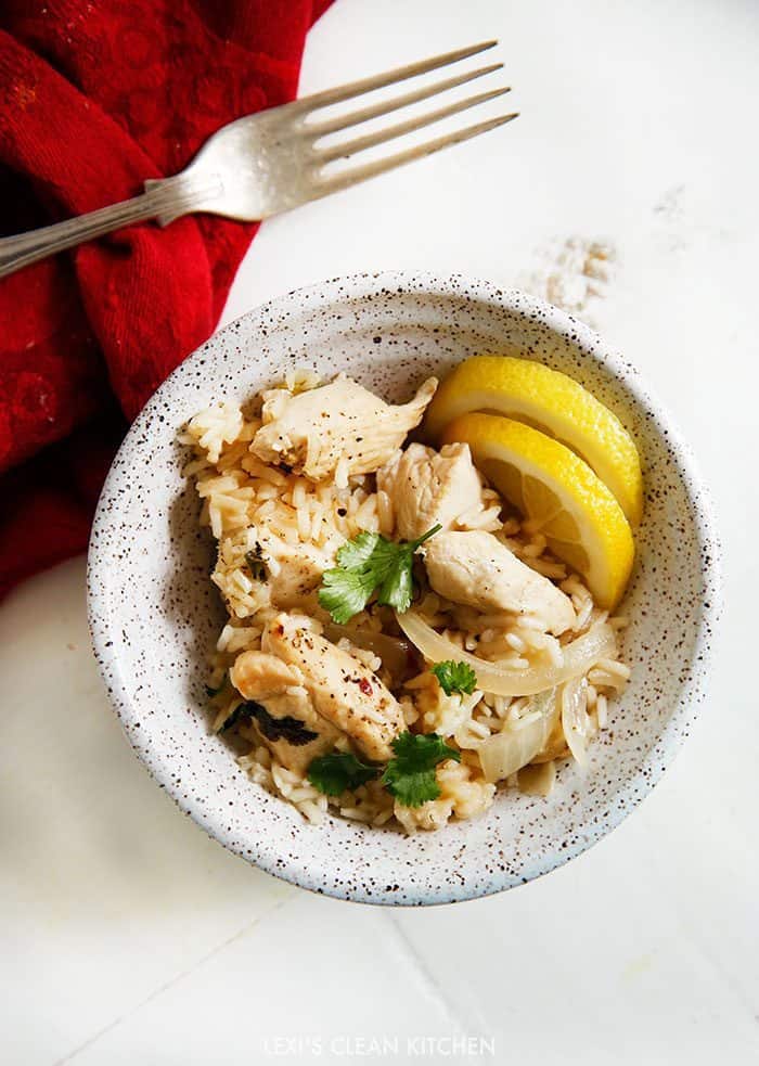 Lemon Garlic Chicken and Rice OnePan Skillet Lexi's Clean Kitchen