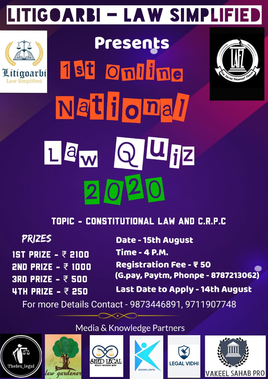 1st Online National Law Quiz Competition Lexpeeps