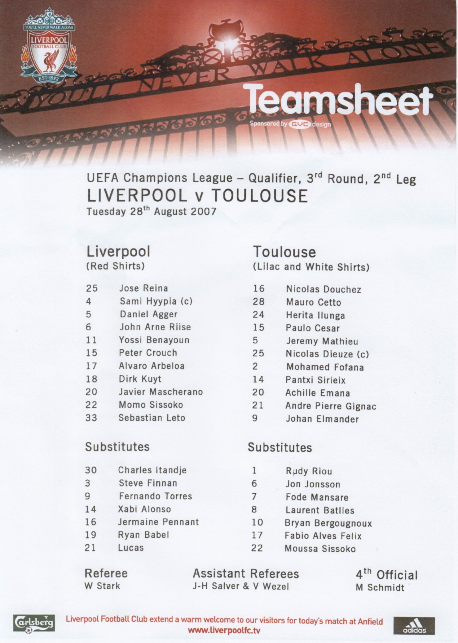 Liverpool in Europe 2007/08 Champions League