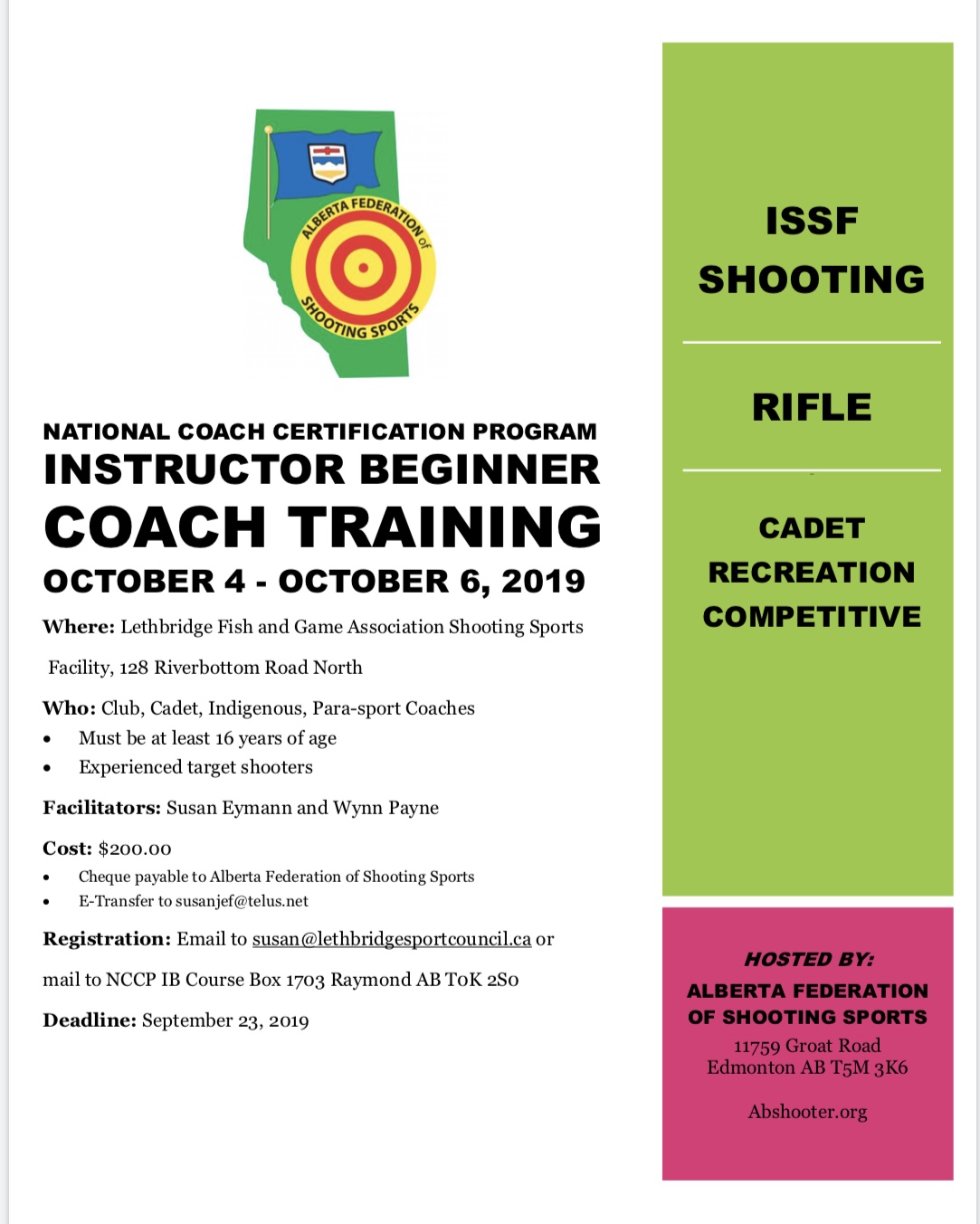 Beginner Rifle Coach Training Lethbridge Fish and Game
