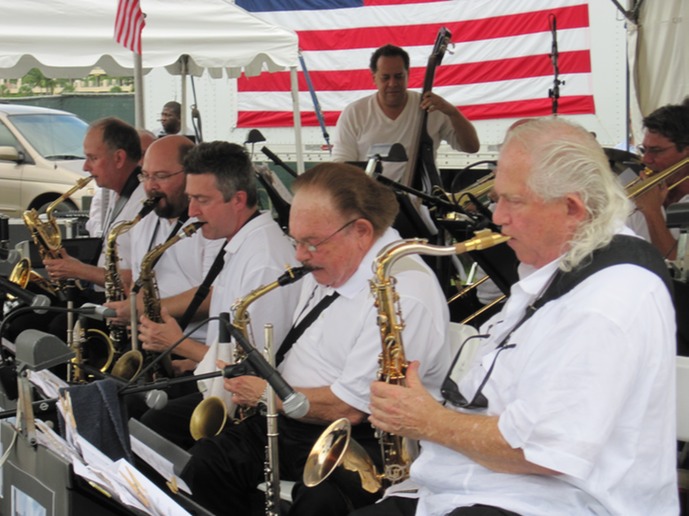 The sax section Last Flight Out Big Band Carlos Pinera