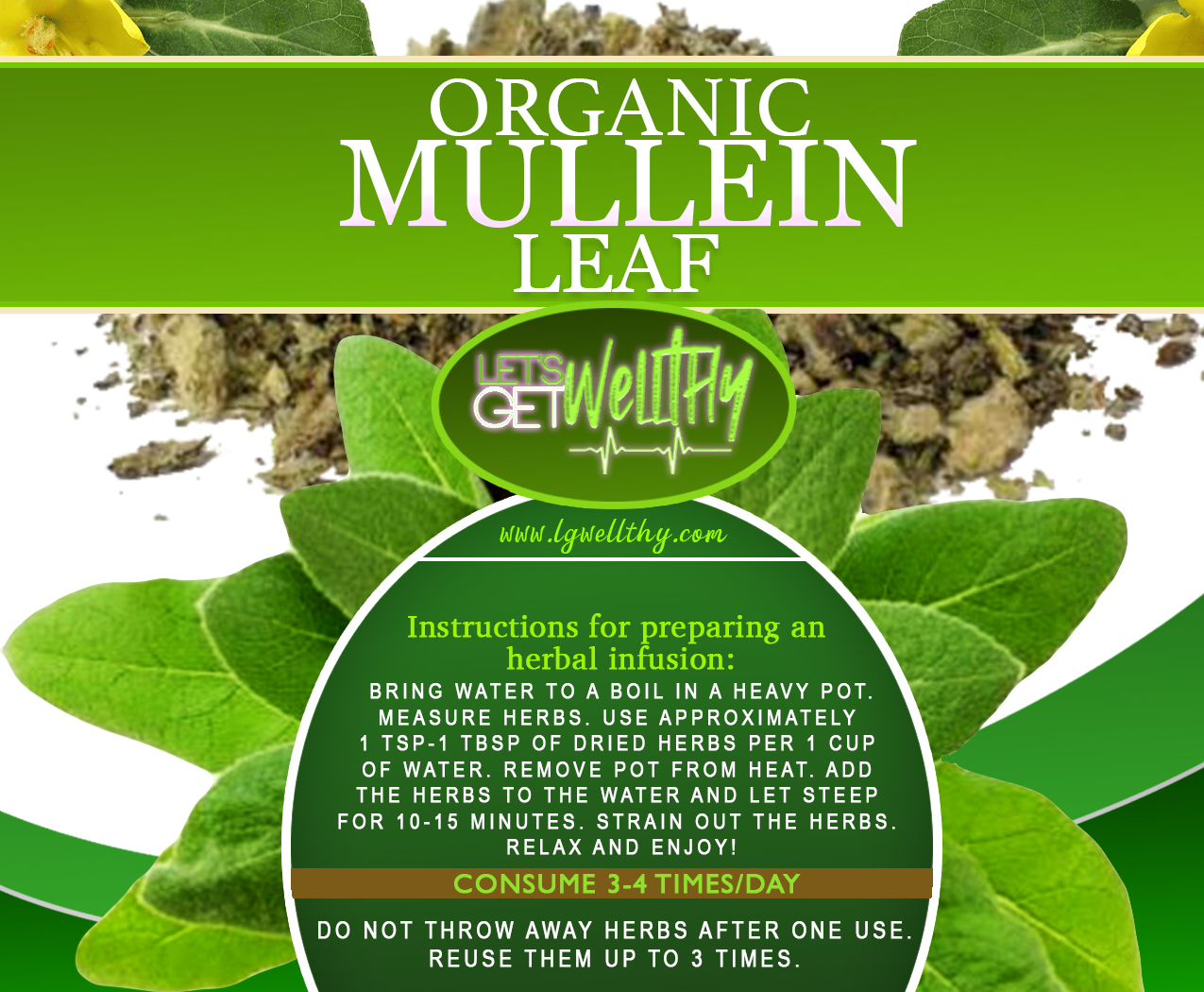 Organic Mullein Leaf C/S Lets Get Wellthy
