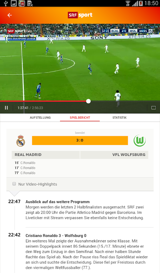 SRF Sport Fussball, Tennis, Ski, Hockey Android Apps