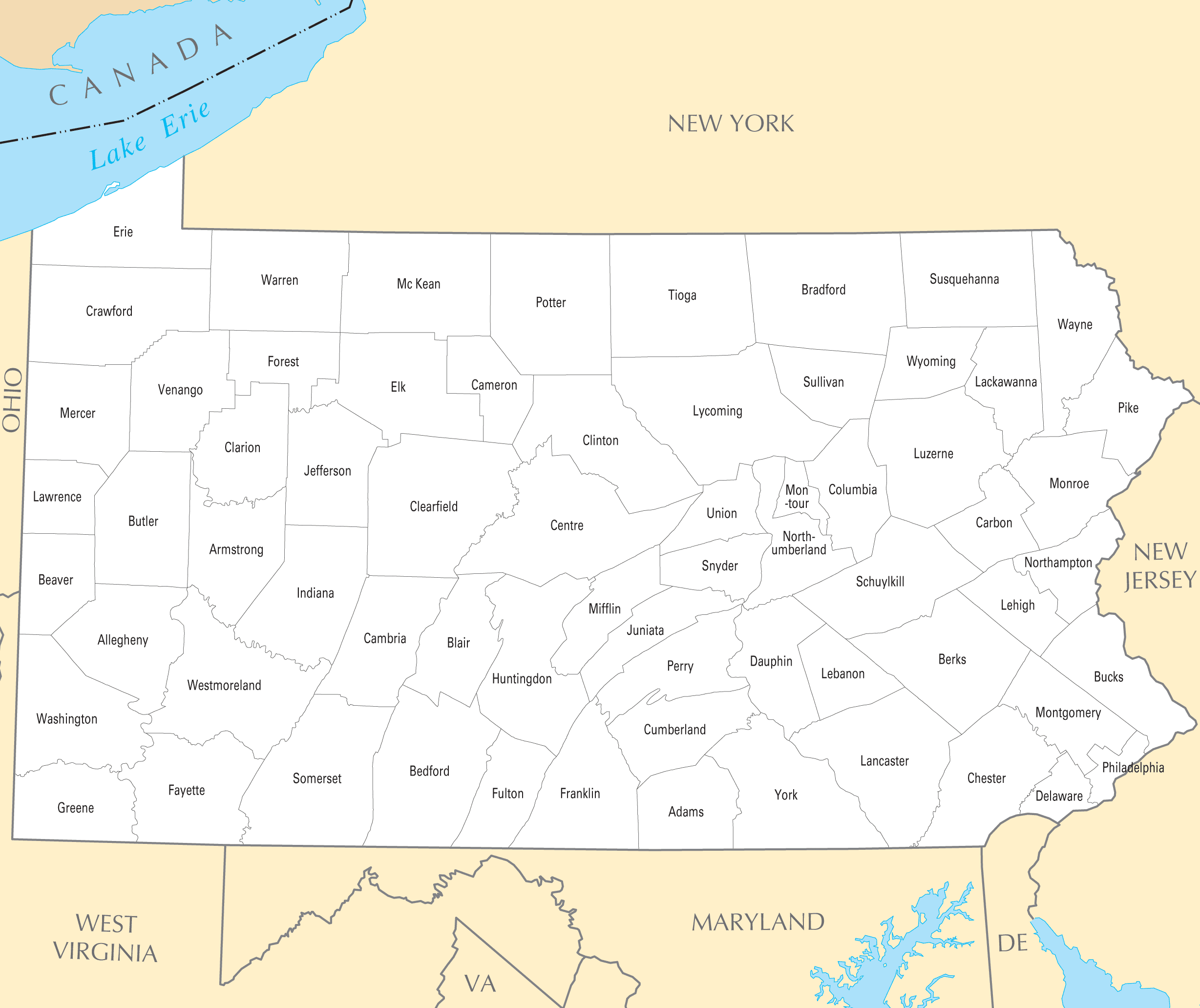 Map Of Pa Counties