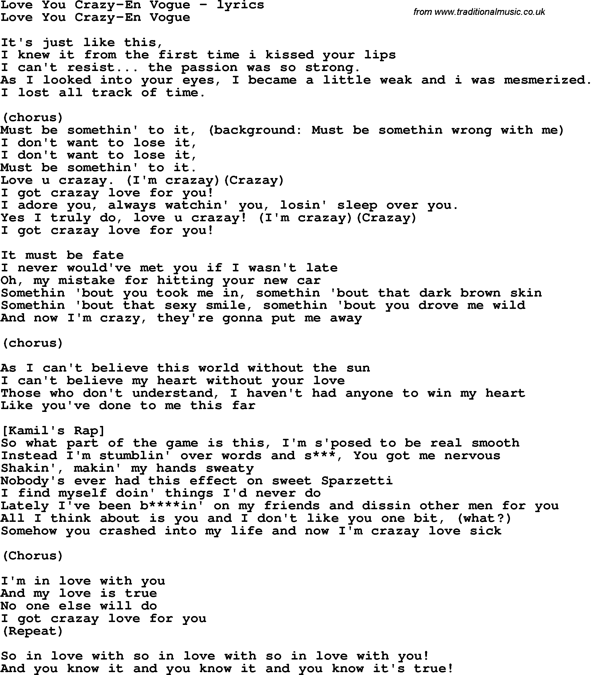 Love You Crazy Lyrics birthday quotes