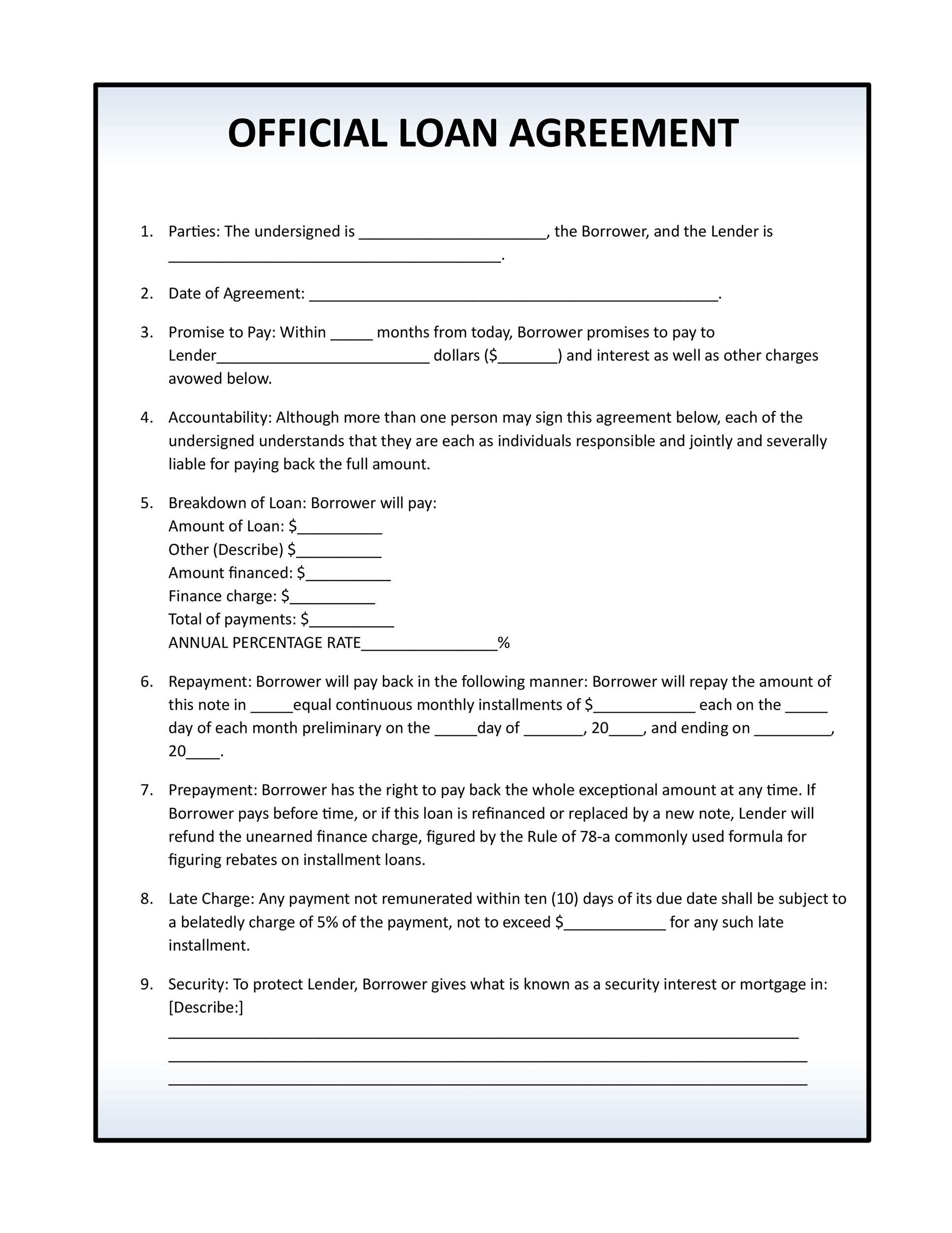 Personal Loan Contract Sample Master of Template Document