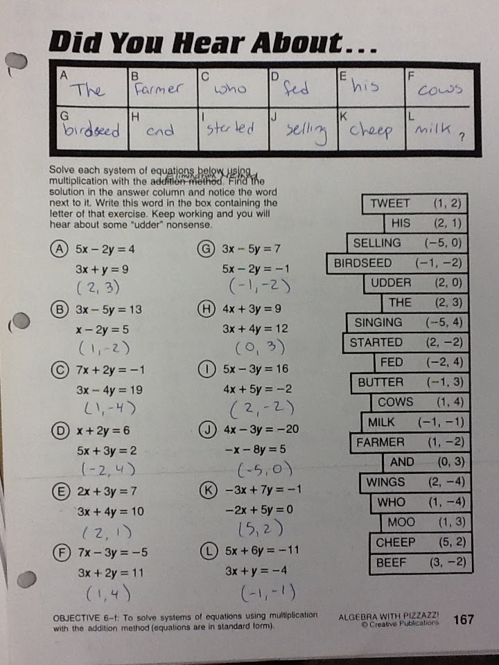 algebra worksheet NEW 630 PRE ALGEBRA WORKSHEET DID YOU HEAR ABOUT