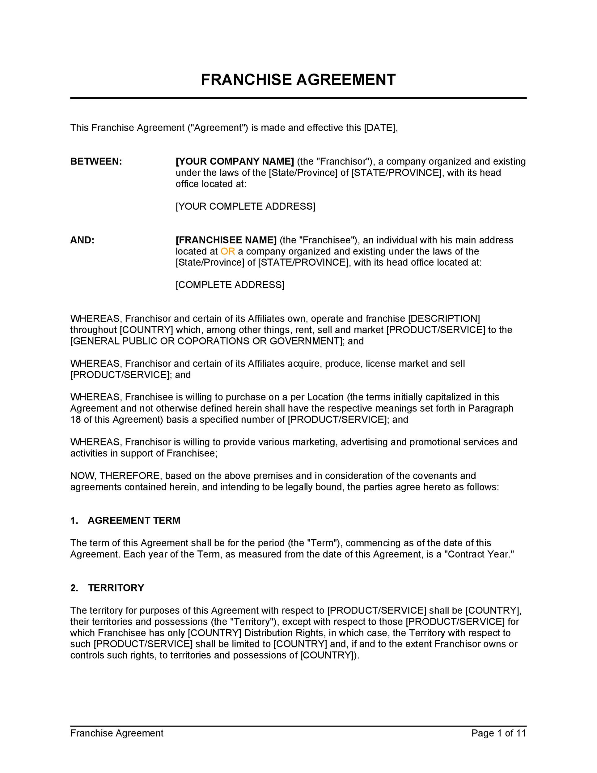 Termination Of Franchise Agreement Template HQ Printable Documents