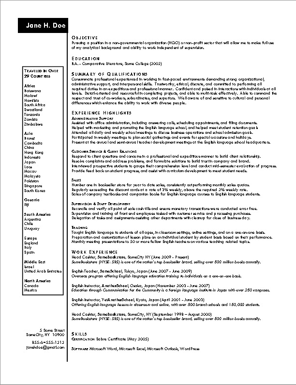 Resume Format: Resume Examples About Me