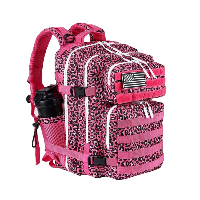 35L Gym Backpack Women W/Cup Holders Rosy Leopard LHI