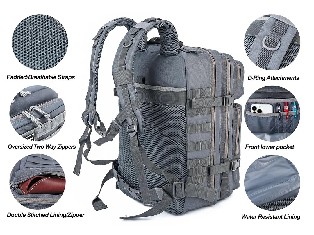45L Large Basic Gym Backpack Grey LHI