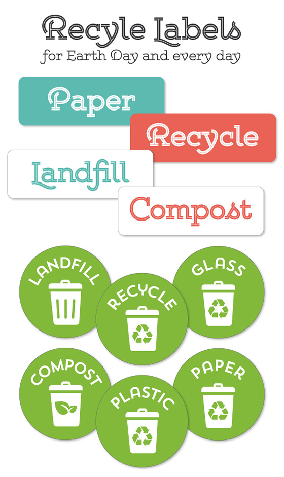 Recycle Bin Labels for Parties and Everyday Lia Griffith