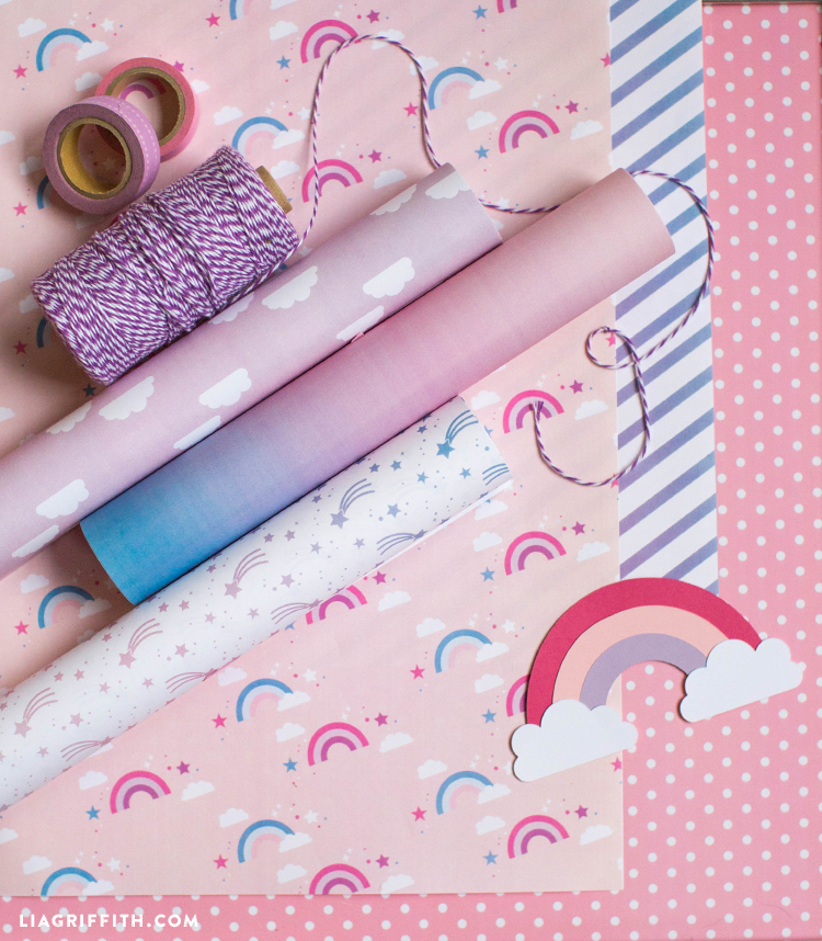 Unicorn wrapping paper download and print your own