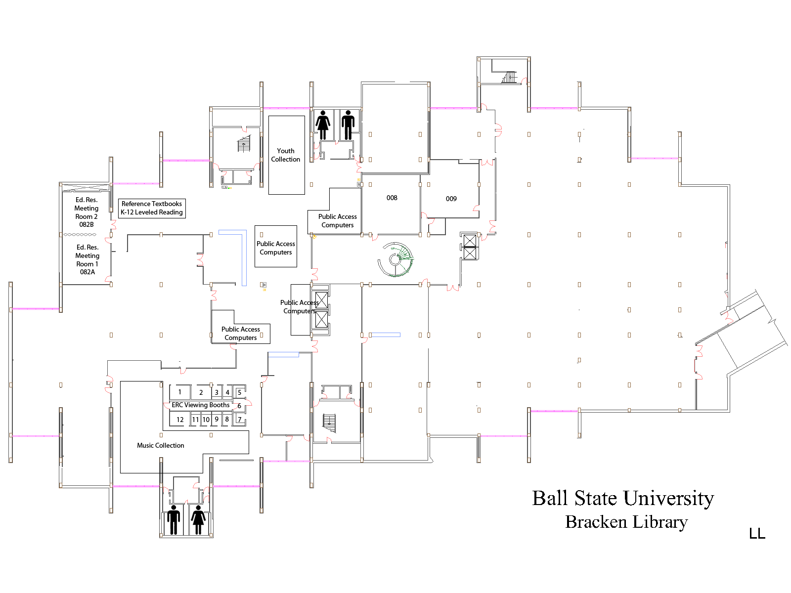 Floorplans for Ball State University Libraries