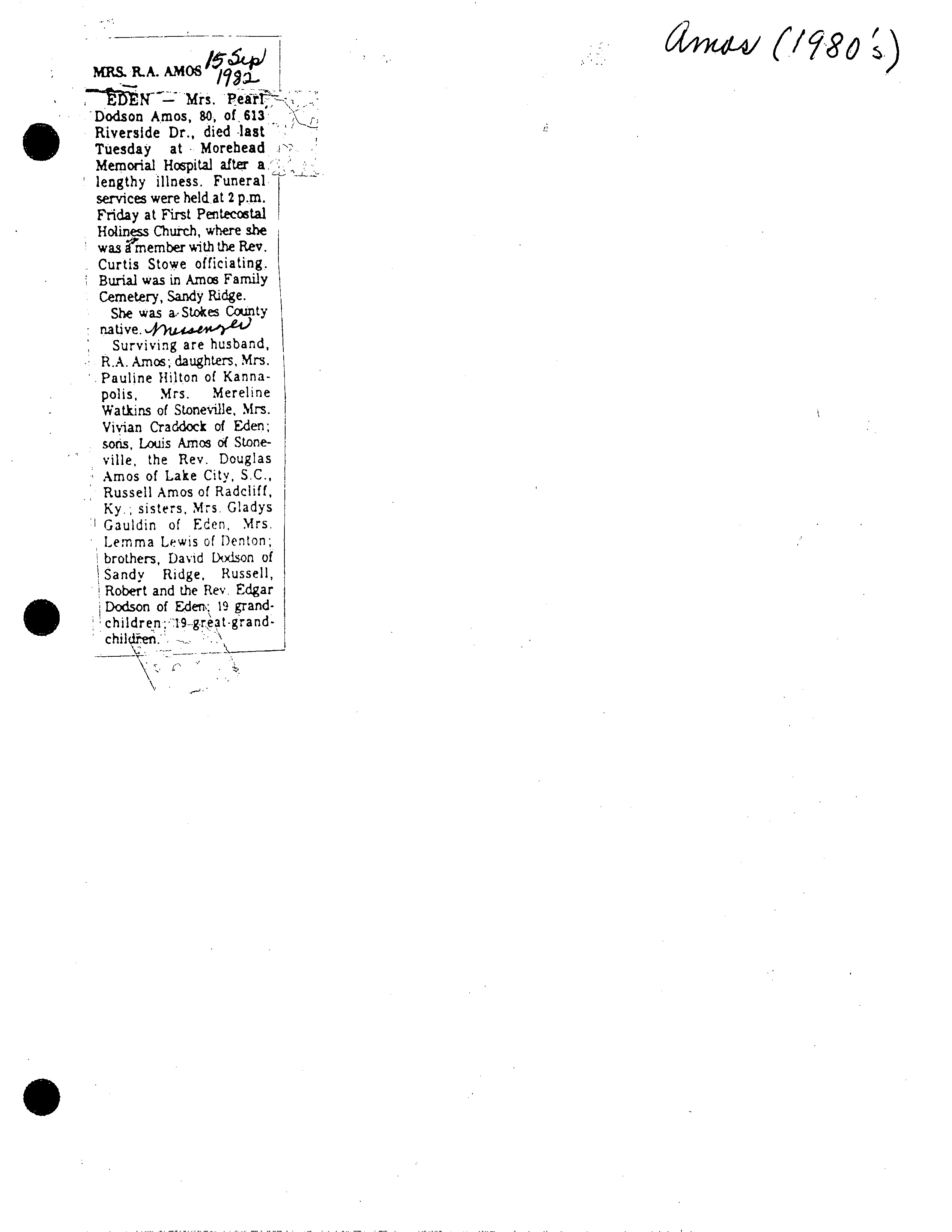 Madison Messenger Obituary Clippings, Vol. 1 [A C]