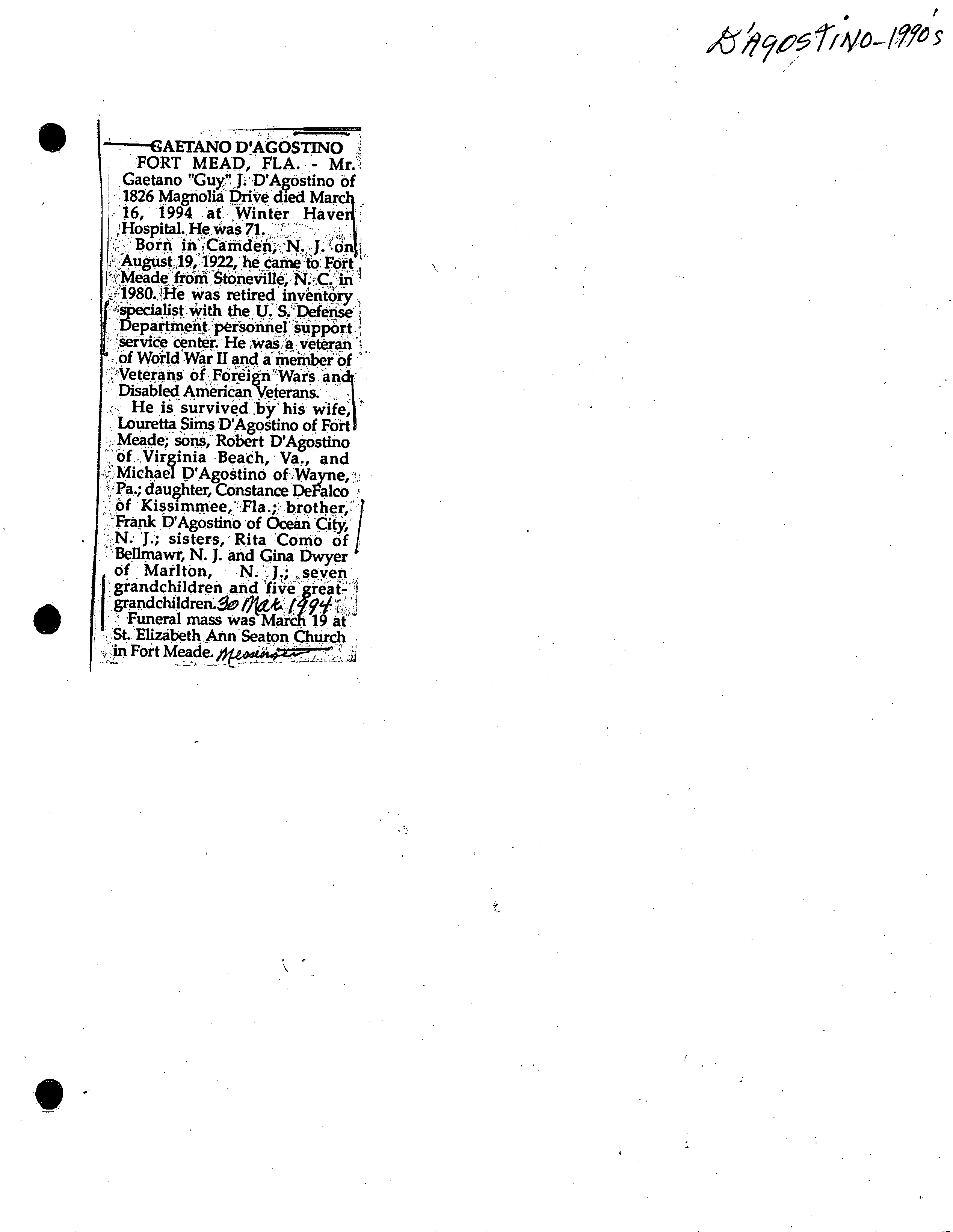 Madison Messenger Obituary Clippings, Vol. 2 [D H]